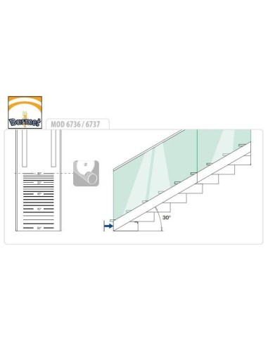 Tapa perfil Easy Glass Slim 6736 Aluminio para escaleras - Barmet