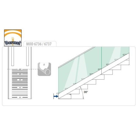 Tapa perfil Easy Glass Slim 6736 Aluminio para escaleras - Barmet
