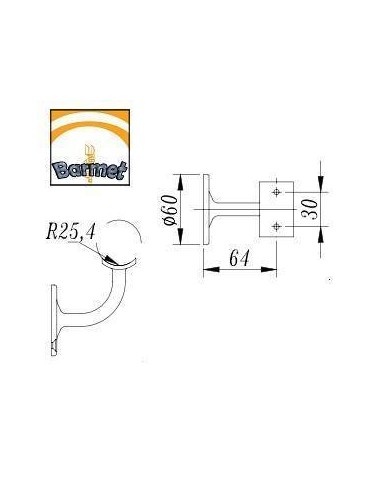 Plano Soporte de pasamanos 90º para tubo AB1240P