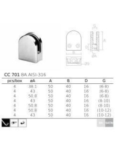 Pinza para vidrio cc-701 de acero inoxidable para poste redondo 2