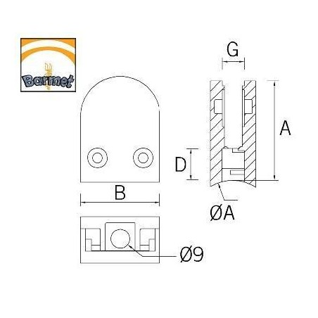 Pinza vidrio CC-701 de acero inoxidable para poste redondo