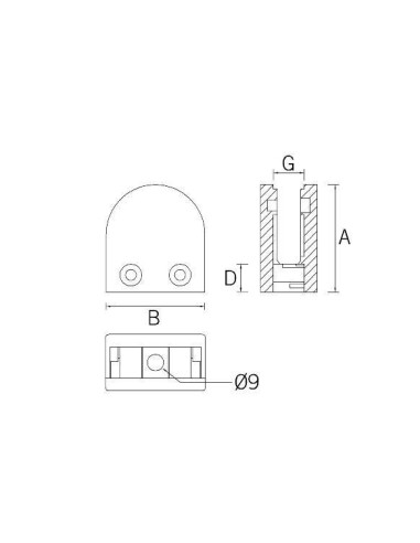 Pinza vidrio CC-702 de acero inoxidable para poste cuadrado de barandilla plano