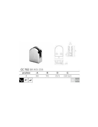 Pinza vidrio CC-702 de acero inoxidable para poste cuadrado de barandilla