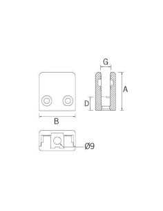 Pinza vidrio CC-720 de acero inoxidable para poste cuadrado de barandilla 2