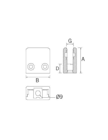Pinza vidrio CC-720 de acero inoxidable para poste cuadrado de barandilla plano