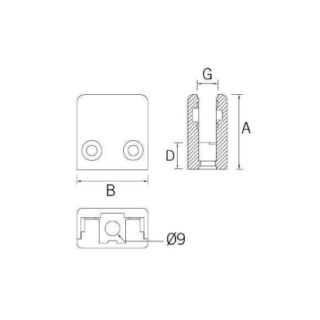 Pinza vidrio CC-720 de acero inoxidable para poste cuadrado de barandilla plano