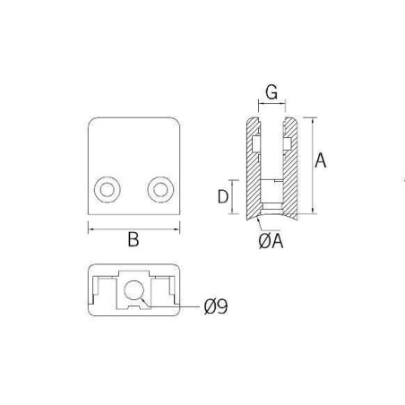Pinza vidrio CC-721 de acero inoxidable para poste cuadrado de barandillas
