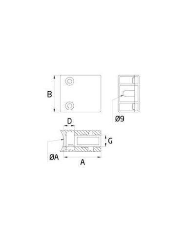 Pinza vidrio CC-727 de acero inoxidable para poste cuadrado de barandillas plano