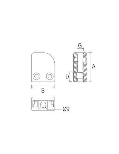 Pinza vidrio CC-750de acero inoxidable para poste cuadrado de barandilla plano