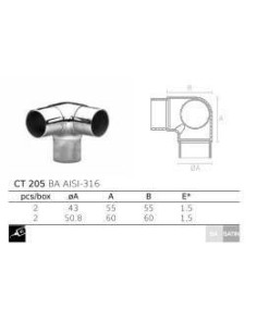 Conector en T CT-205 AISI316 2