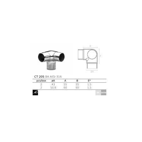 Conector en T CT-205 AISI316 plano de acero inoxidable de Comenza