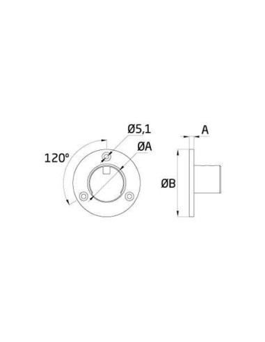 Medidas Base para pasamanos a pared de acero inoxidable AV-609