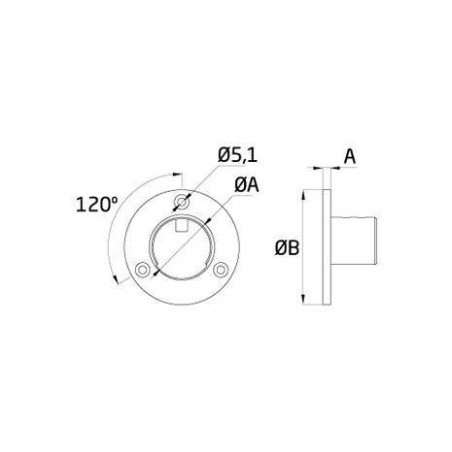 Medidas Base para pasamanos a pared de acero inoxidable AV-609