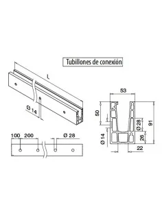 Perfil para lateral en aluminio, Easy Glass Up montaje lateral 5000mm 2
