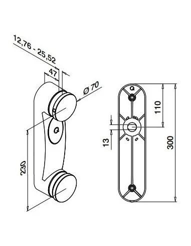 Plano Adaptador para vidrio con base de soporte 0760