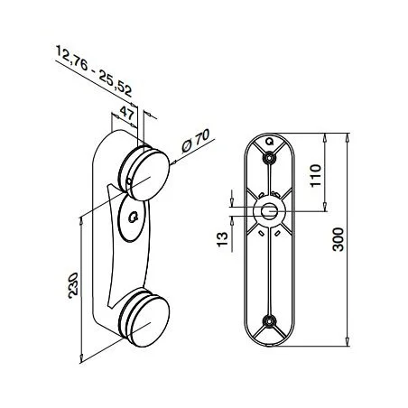 Plano Adaptador para vidrio con base de soporte 0760