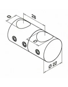 Soporte regulable pasante para unión de tubos de acero inoxidable 2