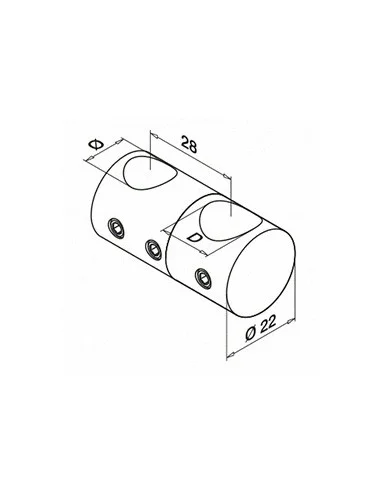 Medidas Soporte regulable pasante para unión de tubos de acero inoxidable 12x12