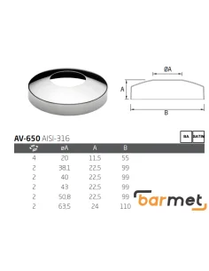 Embellecedor de acero inoxidable para base AV-650