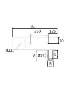 Perfil de suelo montaje lateral para sistema de barandilla de vidrio GlassFit SV-1702 2