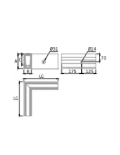 Esquina a 90º Interior para sistema de barandilla de vidrio GlassFit SV-1702 C 2