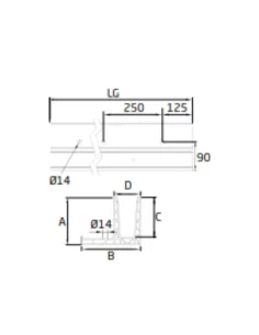 Perfil de suelo montaje lateral para sistema de barandilla de vidrio GlassFit SV-1703 2