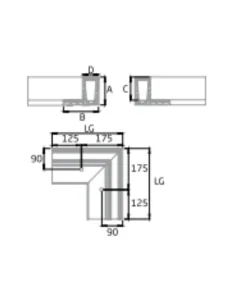 Esquina a 90º exterior para sistema de barandilla de vidrio GlassFit SV-1703 C 2