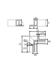 Esquina a 90º Interior para sistema de barandilla de vidrio GlassFit SV-1703 C 2
