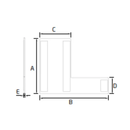 Plano de Tapa derecha final Horizontal Modelo EC-1703-1 para perfil en "U" GlassFit Flow SV-1703 Top