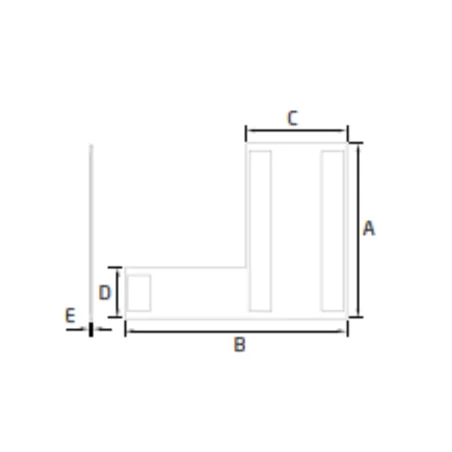 Plano de Tapa izquierda final Horizontal Modelo EC-1703-3 para perfil en "U" GlassFit Flow SV-1703 Top