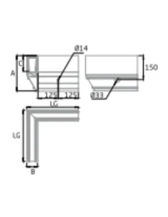 Esquina a 90º exterior para sistema de barandilla de vidrio GlassFit SV-1704 C 2