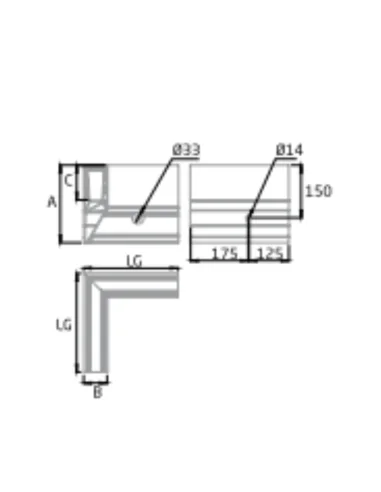 Plano de Esquina a 90º Interior para sistema de barandilla de vidrio GlassFit SV-1704 C