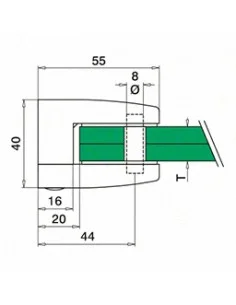 Pinza para vidrio mod 2400 para tubo plano en acero inoxidable AISI 304/316 2