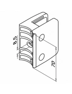 Pinza para vidrio mod 2400 para tubo redondo en acero inoxidable AISI 304/316 2
