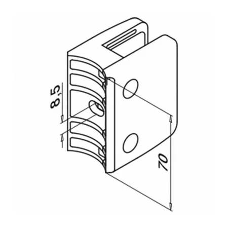 Plano de pinza para vidrio mod 2400 para tubo redondo en acero inoxidable AISI 304/316
