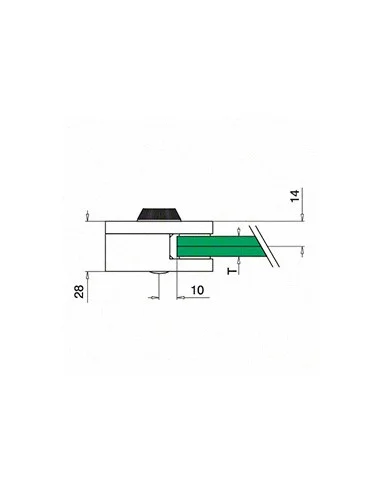 Plano de Pinza para vidrio mod 4400 en acero inoxidable AISI 304/316