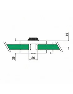 Pinza para vidrio mod 4600 en acero inoxidable AISI 304/316 2