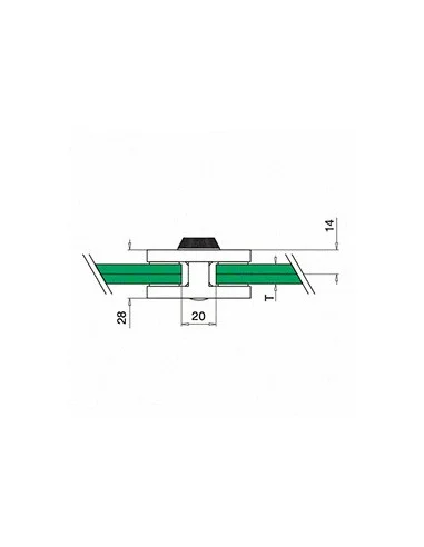 Plano de Pinza para vidrio mod 4600 en acero inoxidable AISI 304/316