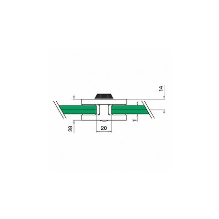 Plano de Pinza para vidrio mod 4600 en acero inoxidable AISI 304/316