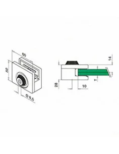 Pinza para vidrio mod 5100 en acero inoxidable AISI 304/316 2