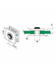Pinza para vidrio mod 5200 en acero inoxidable AISI 304/316 2