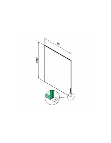Plano de Vidrio templado, laminado, cantos pulidos 800mm de 8,76mm de espesor