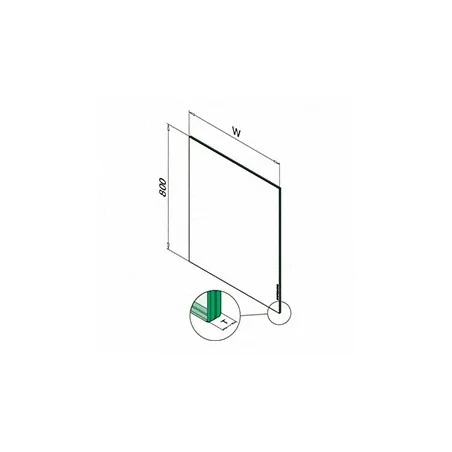 Plano de Vidrio templado, laminado, cantos pulidos 800mm de 8,76mm de espesor
