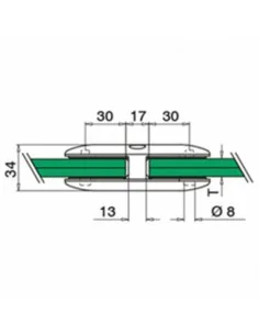 Doble conector para vidrio en acero inox AISI316/304 mod 2870 2