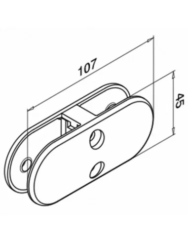 Plano de Doble conector para vidrio en acero inox AISI316/304 mod 2870
