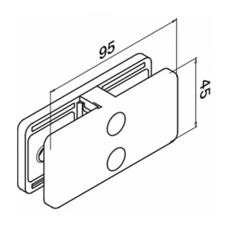 Plano de Doble conector para vidrio en acero inox AISI316/304 mod 4270