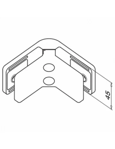 Plano de Conector para vidrio ángulo 90º mod 4290 en acero inox AISI 316/304