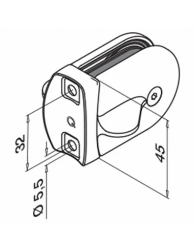 Plano de Cierre de puerta para vidrio tubo redondo mod 0282 en acero inoxidable AISI 316