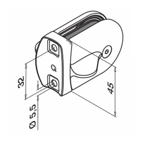 Plano de Cierre de puerta para vidrio tubo redondo mod 0282 en acero inoxidable AISI 316