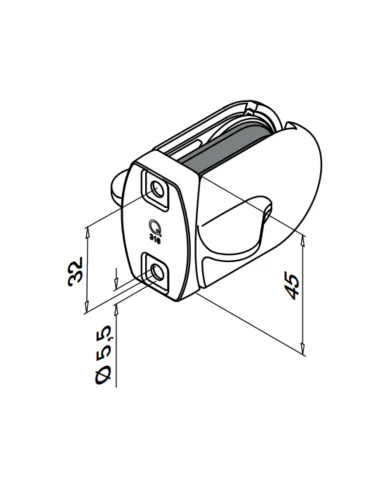 Plano de Cierre de puerta para vidrio tubo plano mod 0282 en acero inoxidable AISI 316